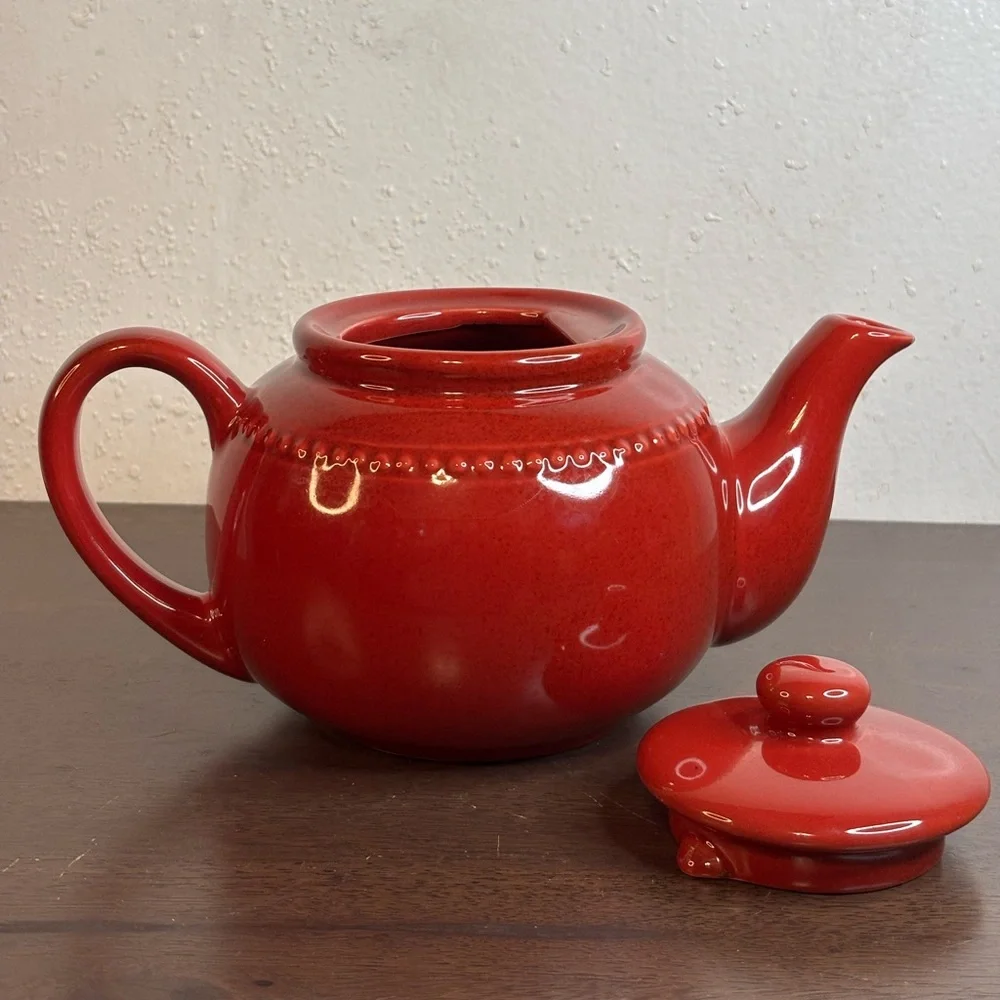 Pier 1 Red Stoneware Teapot